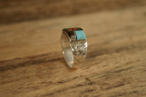 Multi Stone Inlay Ring - Size 10 1/4